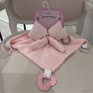 DreamGro Pink Bow Plush Lovey Coquette Blanket Baby Activity Toy Teether NWT
